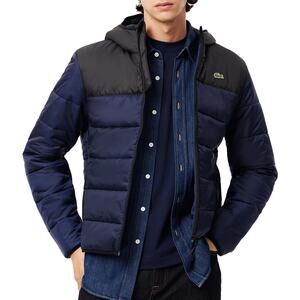 Lacoste NWT Mens XS Boys 14 Waterproof Quilted Puffer Jacket Navy Blue BH6763-51
